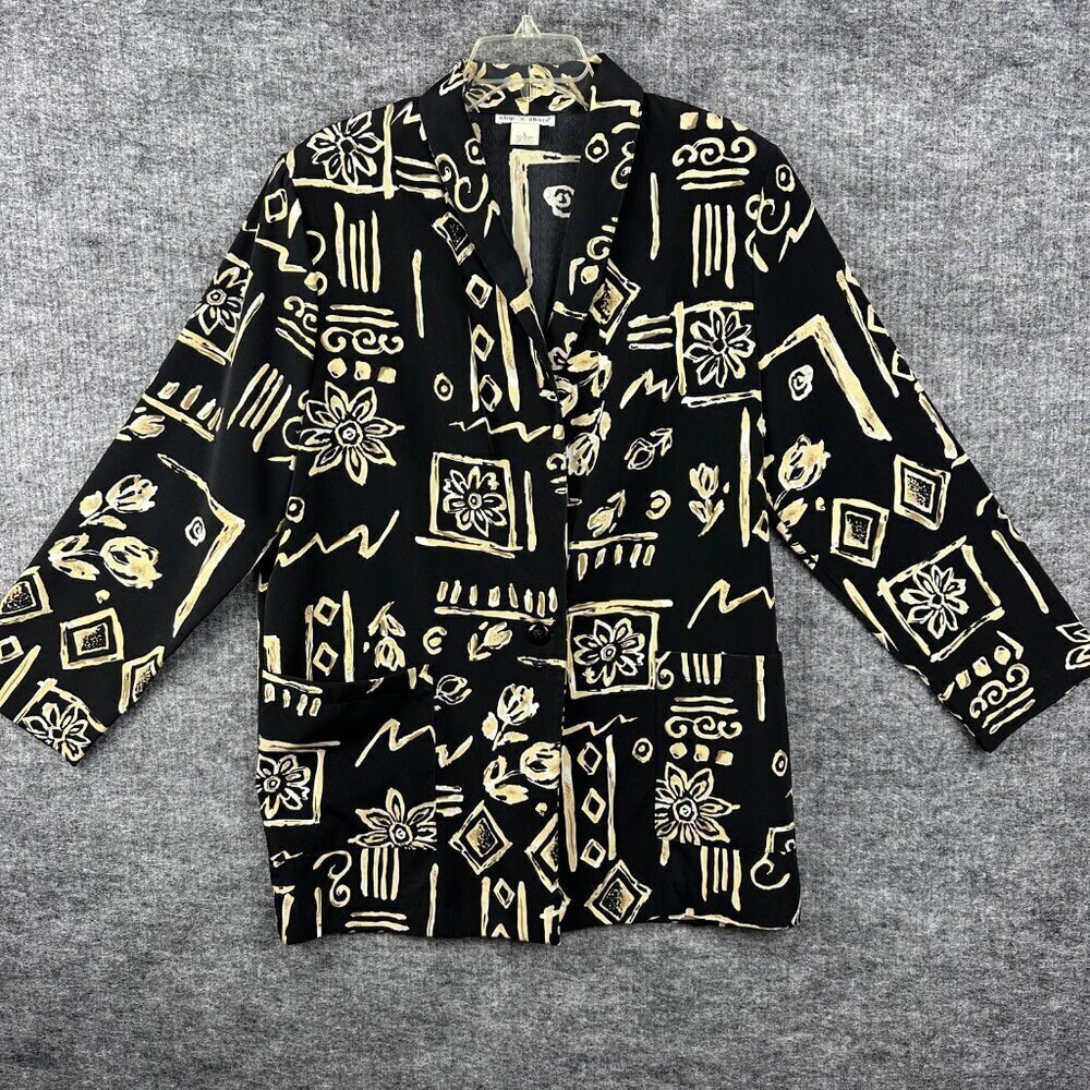 Ship N Shore Women Black Multi Shirt, Size L, Style 202 632, Cut # 41971
